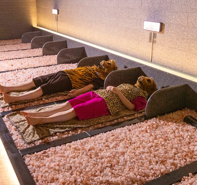 キングアンドクイーンの岩盤浴「HEALTH 薬」天然鉱石温熱浴の内観