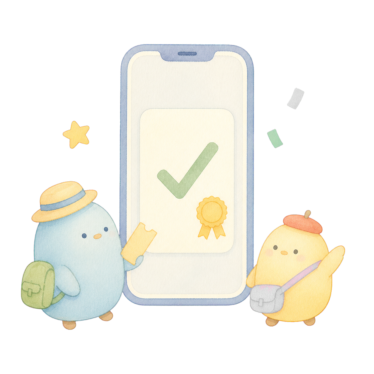 スマートフォンに表示された乗車証明を確認する手順イラスト